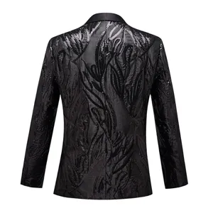 Ανδρικό μαύρο σακάκι slim fit με πούλιες, πολυτελές παλτό σκηνικής παράστασης
