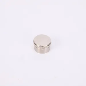 Stainless steel mini container cap, portable metal pocket flask lid, durable silver storage jar.
