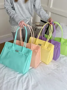 Summer Jelly Tote Bag Large Capacity Waterproof Handbag Casual Commuting Shoulder Bag