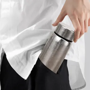 Pure titanium vacuum insulated mini pocket water bottle portable business gift thermos cup