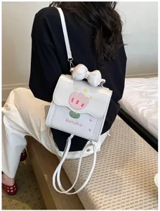 Joli mini sac à dos blanc avec nœud 3D et broderie tulipe pour femmes et filles au quotidien.