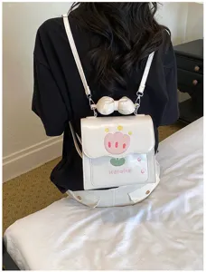 Petit sac à dos mignon brodé de tulipes avec nœud papillon pour style de fille