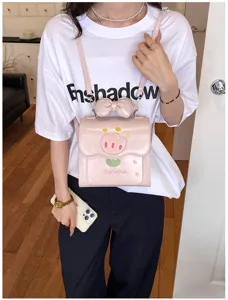 Petit sac à dos broderie tulipe mignon nœud sac bandoulière pour jeunes filles