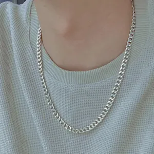S925 Sterling Silber Kubanische Gliederkette Halskette Hip Hop Dicke Choker fur Damen Herren