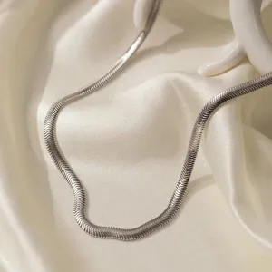Minimalistische Schlangenknochenkette Halskette 925 Sterlingsilber Italienische Flache Schlangenschmuck Für Herren Damen Gold Silber