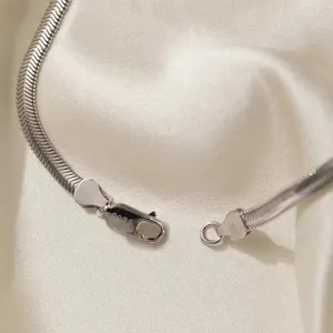 4mm flache weiche Schlangenkette aus s925 Sterling Silber, minimalistische Halskette.