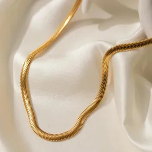 4mm Flache Gold Schlangenkette Halskette Minimalistischer Fischgrätenkette Schmuck
