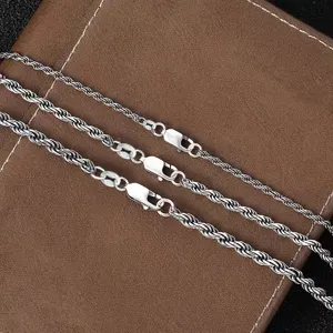 S925 Sterling Silber Seilkette Halskette für Damen und Herren minimalistischer Stil.