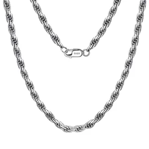S925 Sterling Silber Kordelkette Unisex Minimalistische Italienische Gedrehte Kette