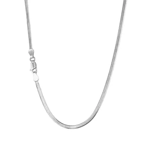 S925 Sterling Silber flache Schlangenkette Halskette, Hip Hop Unisex Fischgrätenkette Schmuck.