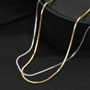 S925 Sterlingsilber S-Förmige Flache Halskette für Damen Minimalistische Schmuckkette