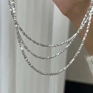 Handgefertigte 925 Sterlingsilber Zerkleinerte Silberkette Für Herren Damen Nischen Luxus Schimmernde Unregelmäßige Chokerkette Minimalistischer Geometrischer Schmuck