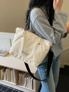 Casual large capacity canvas tote bag for women stylish shoulder crossbody commute handbag