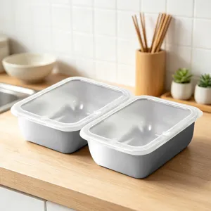 Edelstahl Frischhaltebox Mit Deckel Rechteckiger Lebensmittel-Vorratsbehälter Für Küche Kühlschrank Bento Box