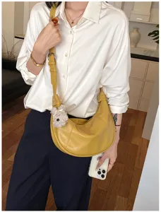 Borsa a tracolla gialla da donna elegante grande capacità borsa a spalla alla moda.