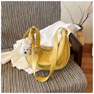Borsa a tracolla gialla da donna stile minimalista, borsa sotto ascella chic per tutti i giorni.