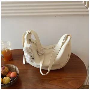 Borsa a tracolla minimalista in ecopelle PU da donna, versatile borsa a mezzaluna alla moda.