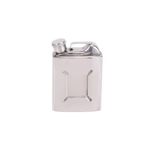 Flasque en acier inoxydable portable forme bidon d'essence conteneur d'alcool métal