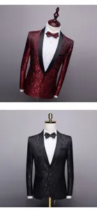 Κομψό ανδρικό λουλουδάτο σακάκι slim fit με πέτο σάλι για επίσημο πάρτι και γάμο