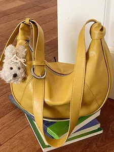 Donne Grande Capacità Borsa a Tracolla in Pelle PU Casual Tinta Unita Borsa Dumpling Borsa a Trascollo Asccellare