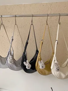 Borsa a tracolla a mezzaluna grande capacità donna moda tinta unita borsa dumpling chic