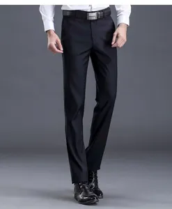 Men's black professional suit pants, business casual straight trousers for formal wear.