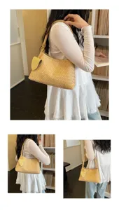 Retro woven shoulder bag for women, stylish hobo design, versatile casual daily handbag.