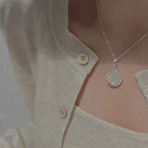 S925 Silber Vintage weiße Muschel Anhänger Halskette, minimalistischer koreanischer Stil chic.