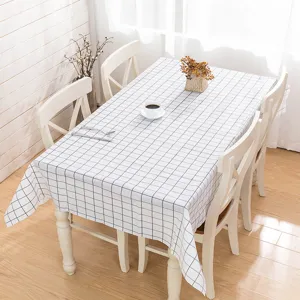 PEVA Waterproof Oil-Proof Tablecloth Modern Minimalist Checkered Table Cloth Rectangle Desk Cover Home Kitchen Dining Decor