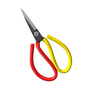 Heavy duty tailor scissors with red yellow handles professional fabric cutting tool for sewing
