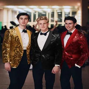 Men Sequin Jacquard Suit Jacket Slim Fit Tuxedo Blazer for Wedding Party Stage Show