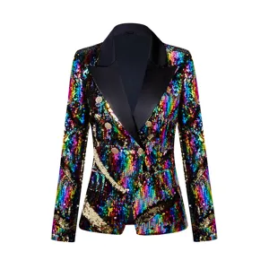 Chaqueta blazer de mujer con lentejuelas metalica brillante elegante de fiesta chic