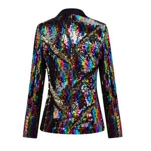 Blazer de mujer con lentejuelas coloridas chaqueta brillante de fiesta elegante y chic