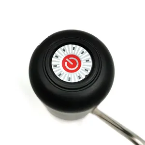 Automatic electric water dispenser pump top view with black body and red power button design.