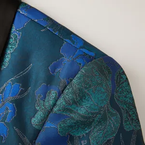 Hommes vintage floral jacquard blazer veste tissu détail gros plan élégant slim fit mode