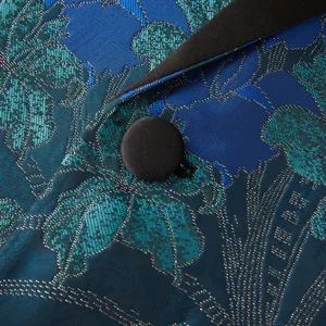 Détail de veste de costume décontracté rétro jacquard pour homme, tissu slim élégant.