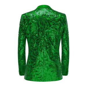 Men Casual Slim Fit Sequin Shawl Collar Suit Jacket Long Sleeve Party Tuxedo