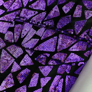 Purple geometric sequin fabric detail for men party blazer jacket close-up view texture