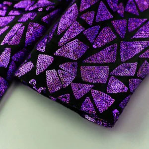 Men's luxury purple sequin geometric pattern suit jacket detail view party wear clothing