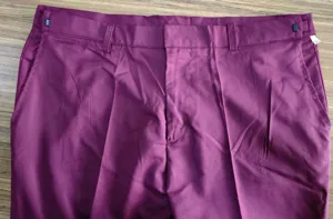 Pantalón de traje burdeos para hombre detalle de cintura y delantero, pantalón 3XL.