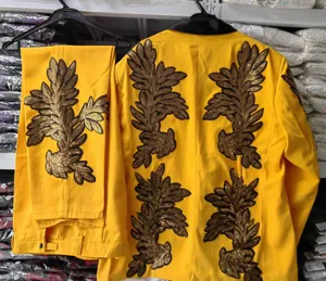 Conjunto De Chaqueta Y Pantalón Con Lentejuelas Doradas Para Hombre Disfraz De Escena