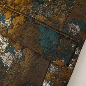 Détail de veste de costume décontractée rétro jacquard pour hommes, tissu métallique de qualité.