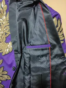 Hombres chaqueta blazer lentejuelas púrpura oro applique lujo elegante fiesta abrigo