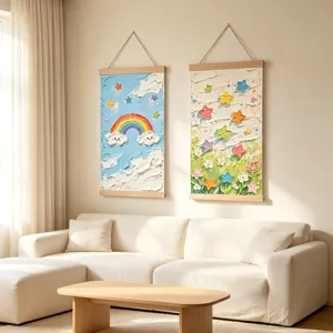 Conjunto de arte de pared de desplazamiento texturizado moderno, pinturas estéticas para el hogar.