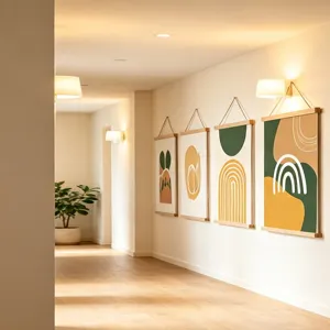 Nordic abstract geometric scroll painting, fabric wall art for living room, bedroom decor.