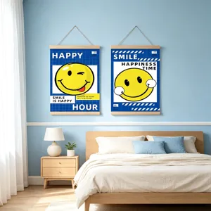 Kleinblau Cartoon Gelb Smiley Gesicht Hängende Rolle Malerei Kinderzimmer Dekoration