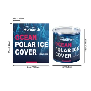 Detailed dimension view of Hommonth car aromatherapy jar and box, showing 100g ocean scent.