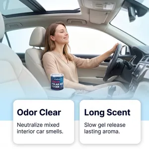 HOMONTH car air freshener, long-lasting scent gel jar, removes interior car odors effectively.