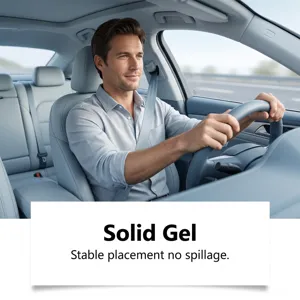 Solid Gel car air freshener detail view, long lasting fragrance for automotive interior use.