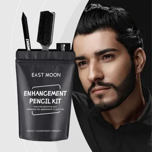 EAST MOON men beard pencil kit hair grooming styling tool with brush and sharpener set